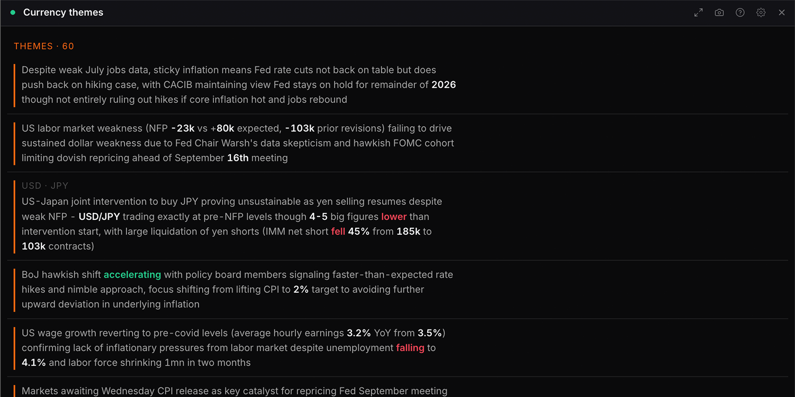 The Currency themes widget in WatchTower Terminal
